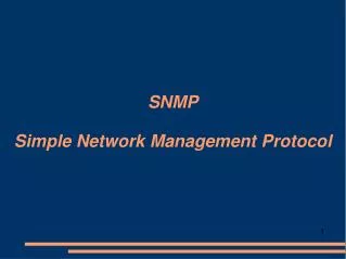 SNMP Simple Network Management Protocol