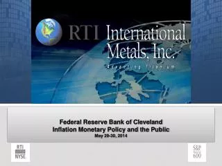 Federal Reserve Bank of Cleveland Inflation Monetary Policy and the Public May 29-30, 2014