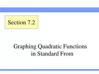 Graphing Quadratic Functions in Standard From