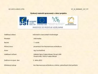 Vzdělávací oblast:	 Informační a komunikační technologie