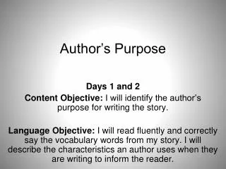 Author’s Purpose