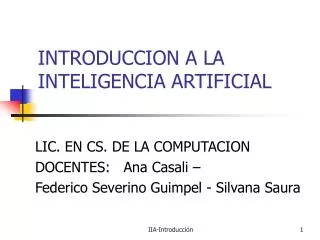 INTRODUCCION A LA INTELIGENCIA ARTIFICIAL