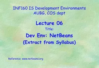 INF160 IS Development Environments AUBG, COS dept